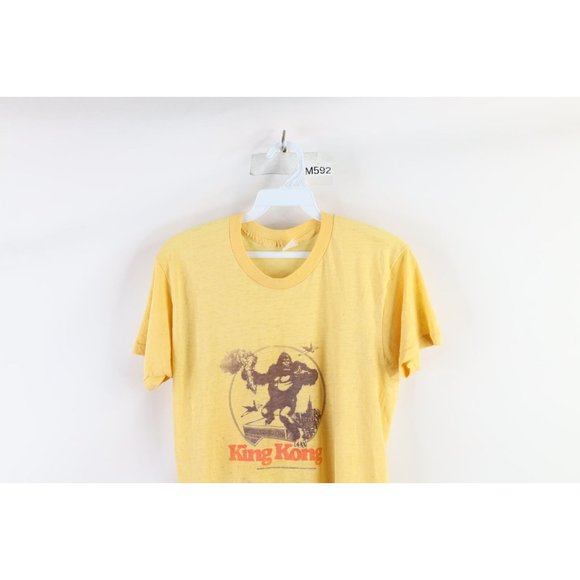 Vtg 70s Mens Large Thrashed Thin Spell Out King Kong Short Sleeve T-Shirt USA - Picture 2 of 16